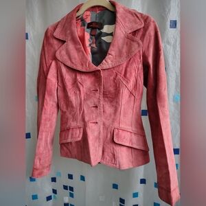 Vintage Pink Leather Suede Jacket